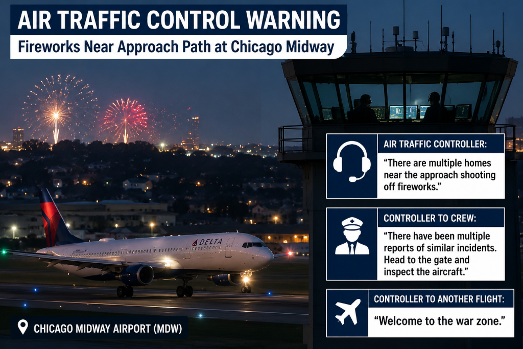 Chicago Plane Fireworks Strike: Delta Flight Hit During Landing, Passengers Say