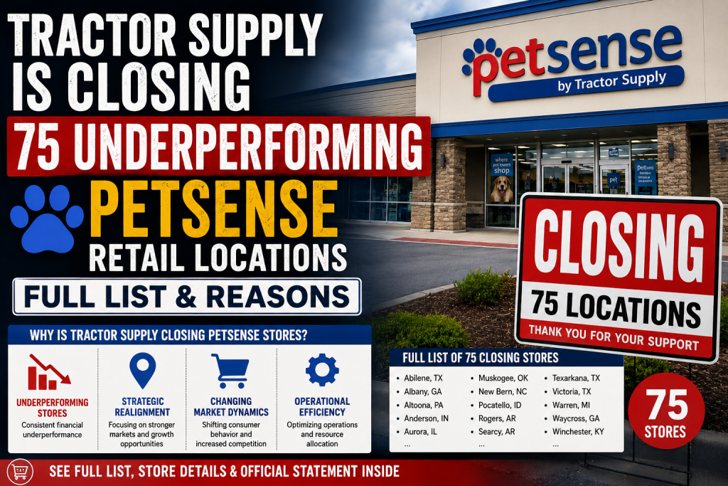 Tractor Supply Is Closing 75 Underperforming Petsense Retail Locations Full List & Reasons