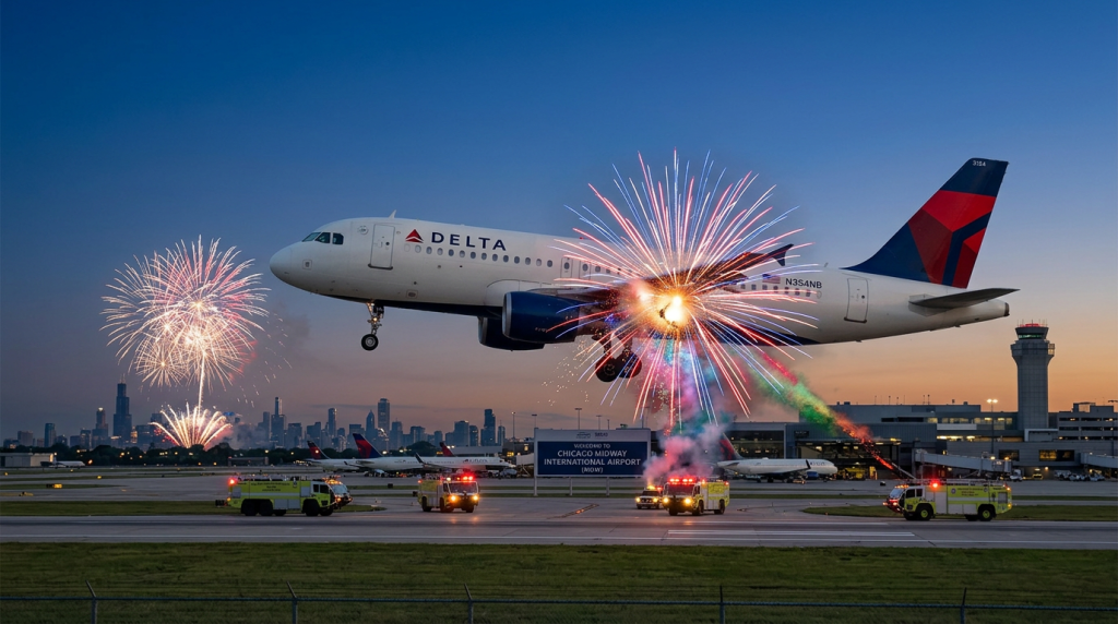 Chicago Plane Fireworks Strike