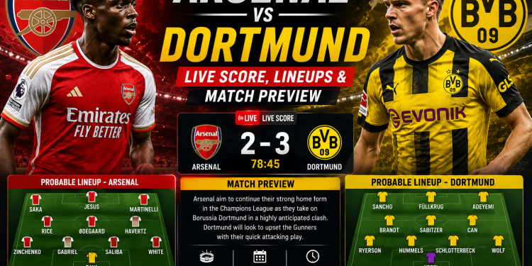 Arsenal vs Dortmund | Live Score, Lineups & Match Preview